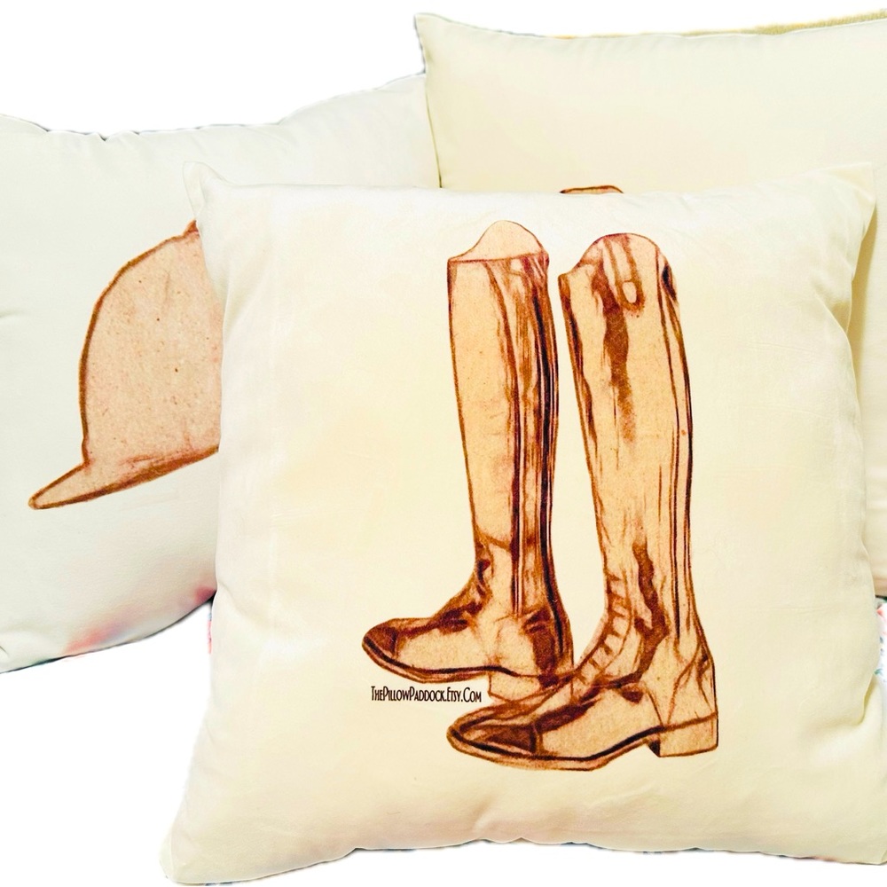 The Vintage Hunt Seat Equestrian themed 18x18 English pillow cover only!! Soft - Picture 4 of 10